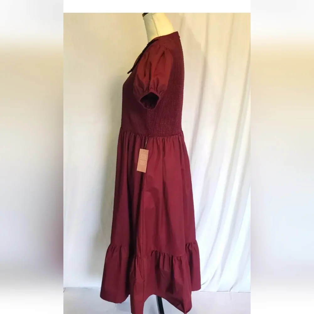 New W/Tags Ivy City Co Wine Red Smocked Addie Dress Large Holiday - Picture 11 of 11